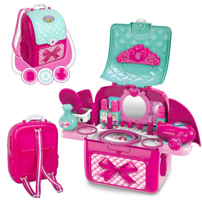 2 in 1 Princess Backpack Dresser Vanity Table Play Set - Dshop.com.au