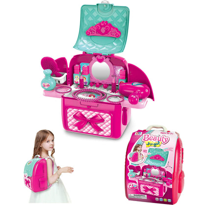 2 in 1 Princess Backpack Dresser Vanity Table Play Set - Dshop.com.au