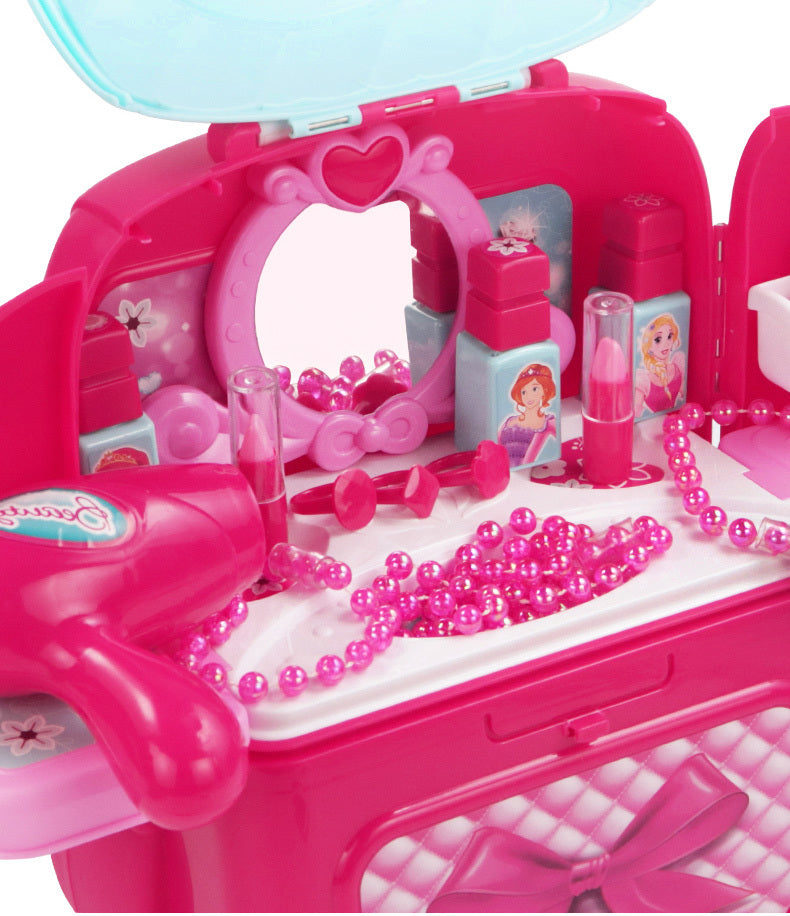 2 in 1 Princess Backpack Dresser Vanity Table Play Set - Dshop.com.au