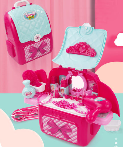 2 in 1 Princess Backpack Dresser Vanity Table Play Set - Dshop.com.au