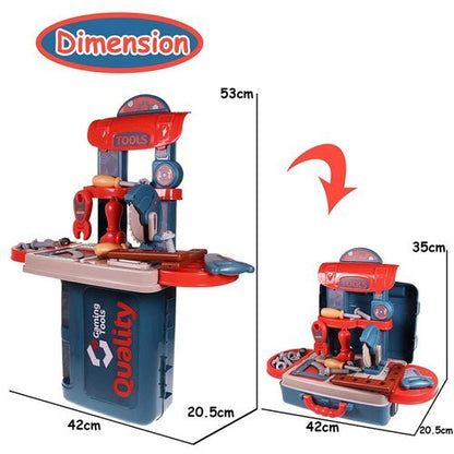 3 in 1 Tool Bench Toolbox Set Kids Pretend Play Toy - Dshop.com.au