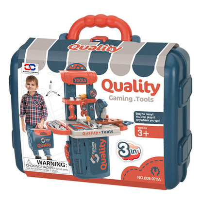 3 in 1 Tool Bench Toolbox Set Kids Pretend Play Toy - Dshop.com.au