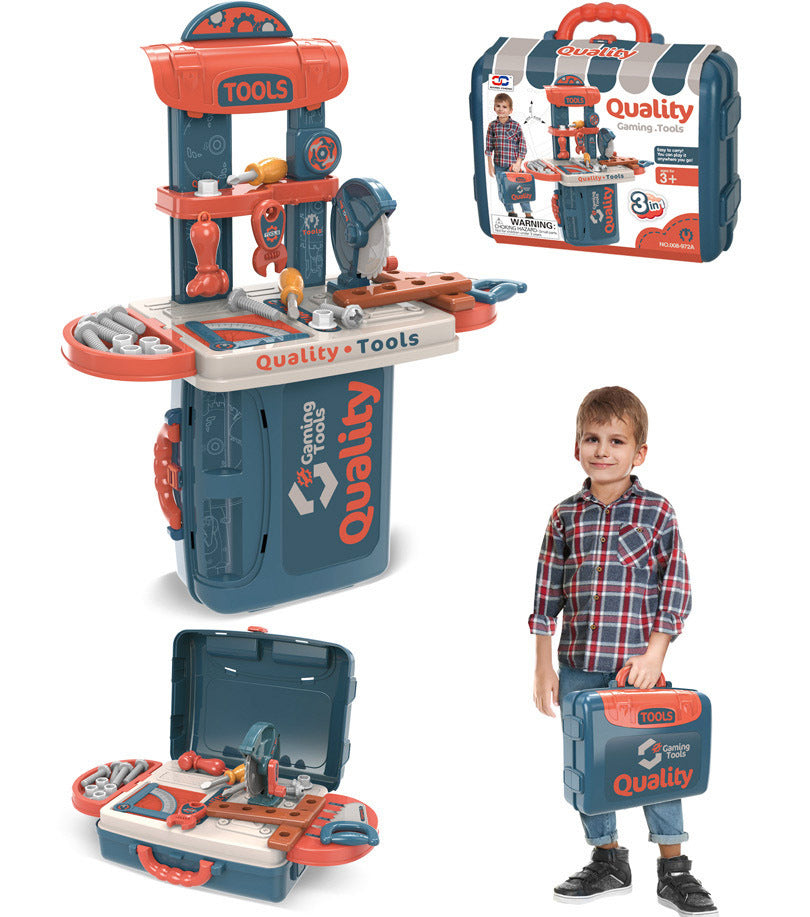 3 in 1 Tool Bench Toolbox Set Kids Pretend Play Toy - Dshop.com.au