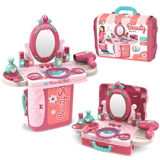 3 in 1 Beauty Dresser Vanity Table Kids Pretend Play Toy Set - Dshop.com.au