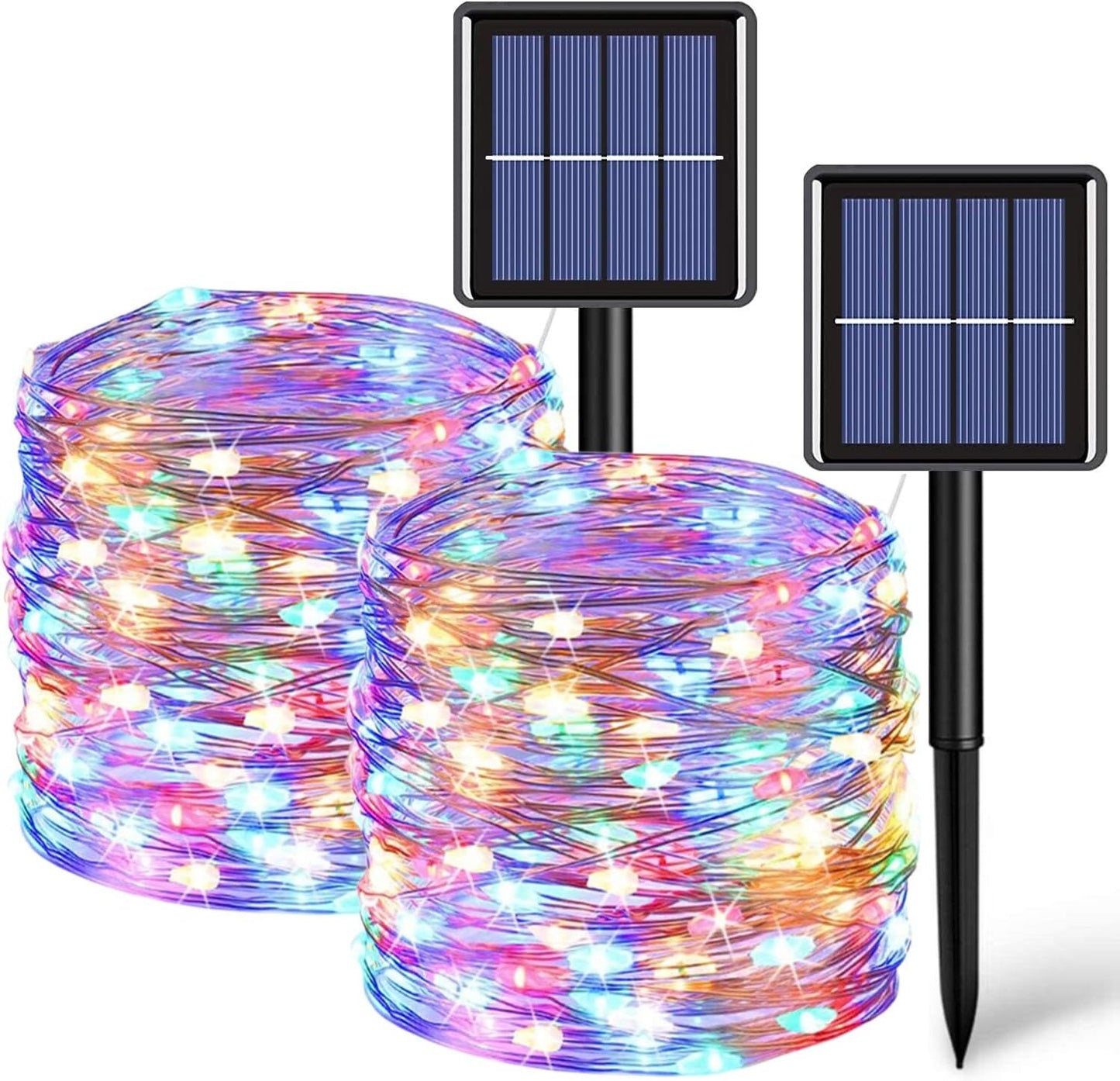 12m 100 LED Solar Powered Multicolour Fairy String Lights Rechargeable Garden Patio Decor - Dshop.com.au