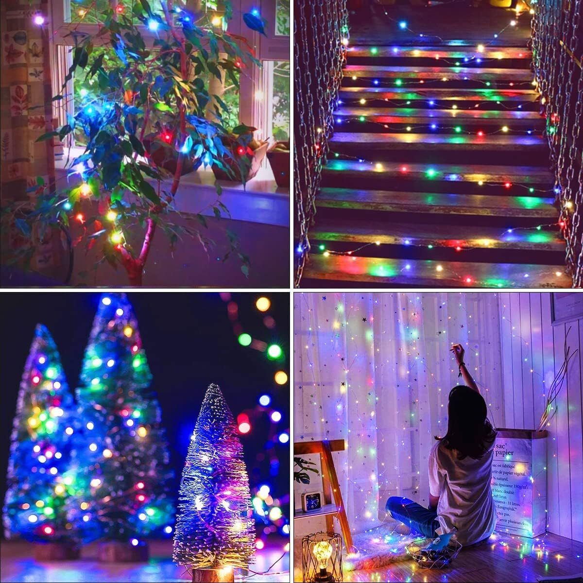 12m 100 LED Solar Powered Multicolour Fairy String Lights Rechargeable Garden Patio Decor - Dshop.com.au