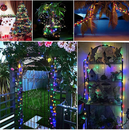 12m 100 LED Solar Powered Multicolour Fairy String Lights Rechargeable Garden Patio Decor - Dshop.com.au