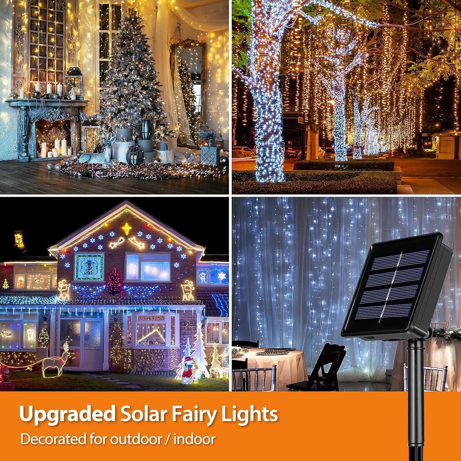 12m 100 LED Solar Powered Multicolour Fairy String Lights Rechargeable Garden Patio Decor - Dshop.com.au