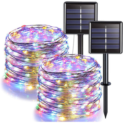 12m 100 LED Solar Powered Multicolour Fairy String Lights Rechargeable Garden Patio Decor - Dshop.com.au