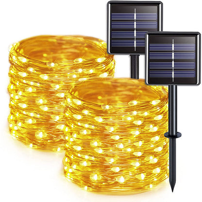 12m 100 LED Solar Powered Fairy String Lights Rechargeable Garden Patio Decor - Dshop.com.au