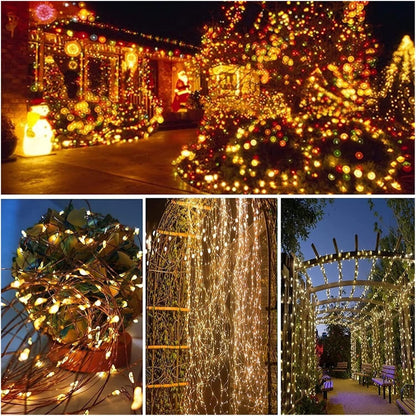 12m 100 LED Solar Powered Fairy String Lights Rechargeable Garden Patio Decor - Dshop.com.au