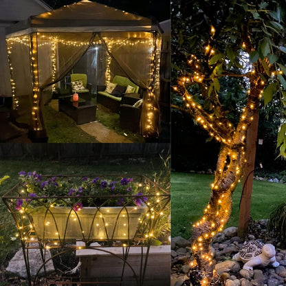 12m 100 LED Solar Powered Fairy String Lights Rechargeable Garden Patio Decor - Dshop.com.au