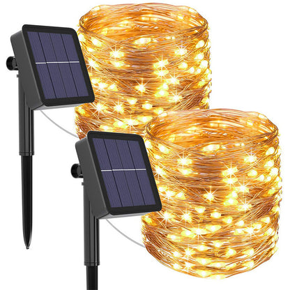 12m 100 LED Solar Powered Fairy String Lights Rechargeable Garden Patio Decor - Dshop.com.au