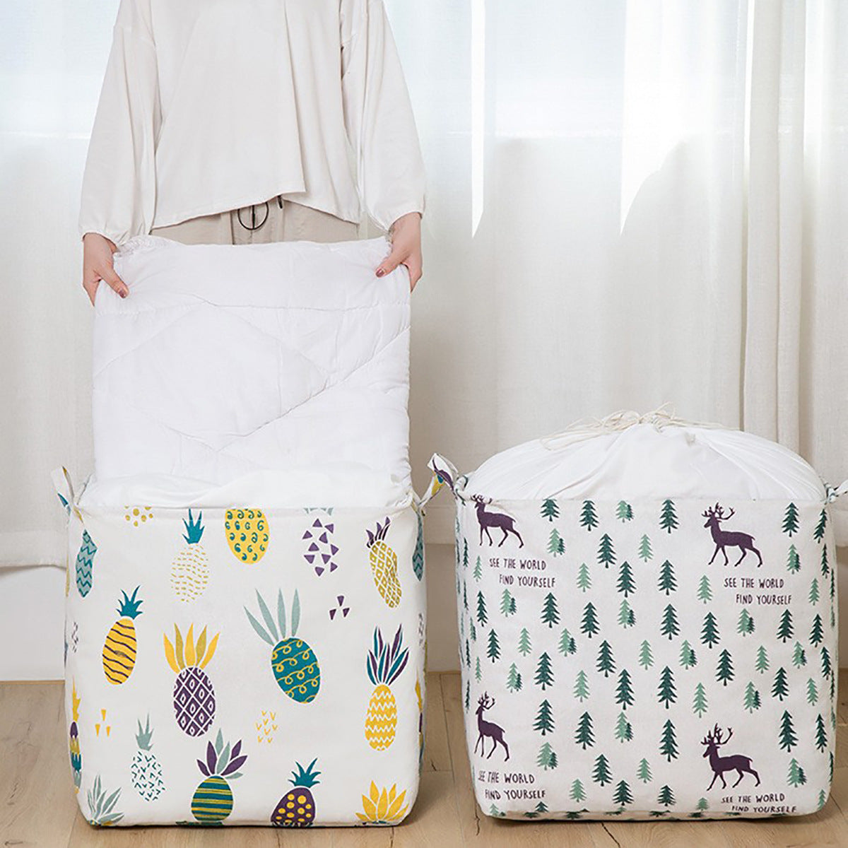 XL 100L Pineapple Laundry Basket Drawstring Storage bag - Dshop.com.au