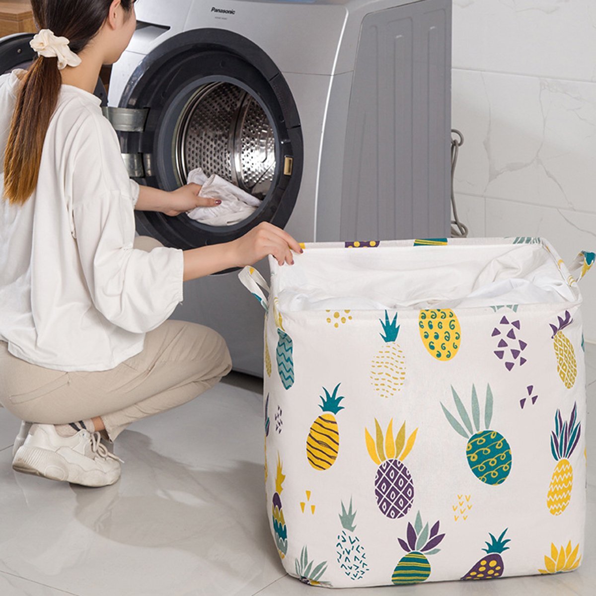 XL 100L Pineapple Laundry Basket Drawstring Storage bag - Dshop.com.au