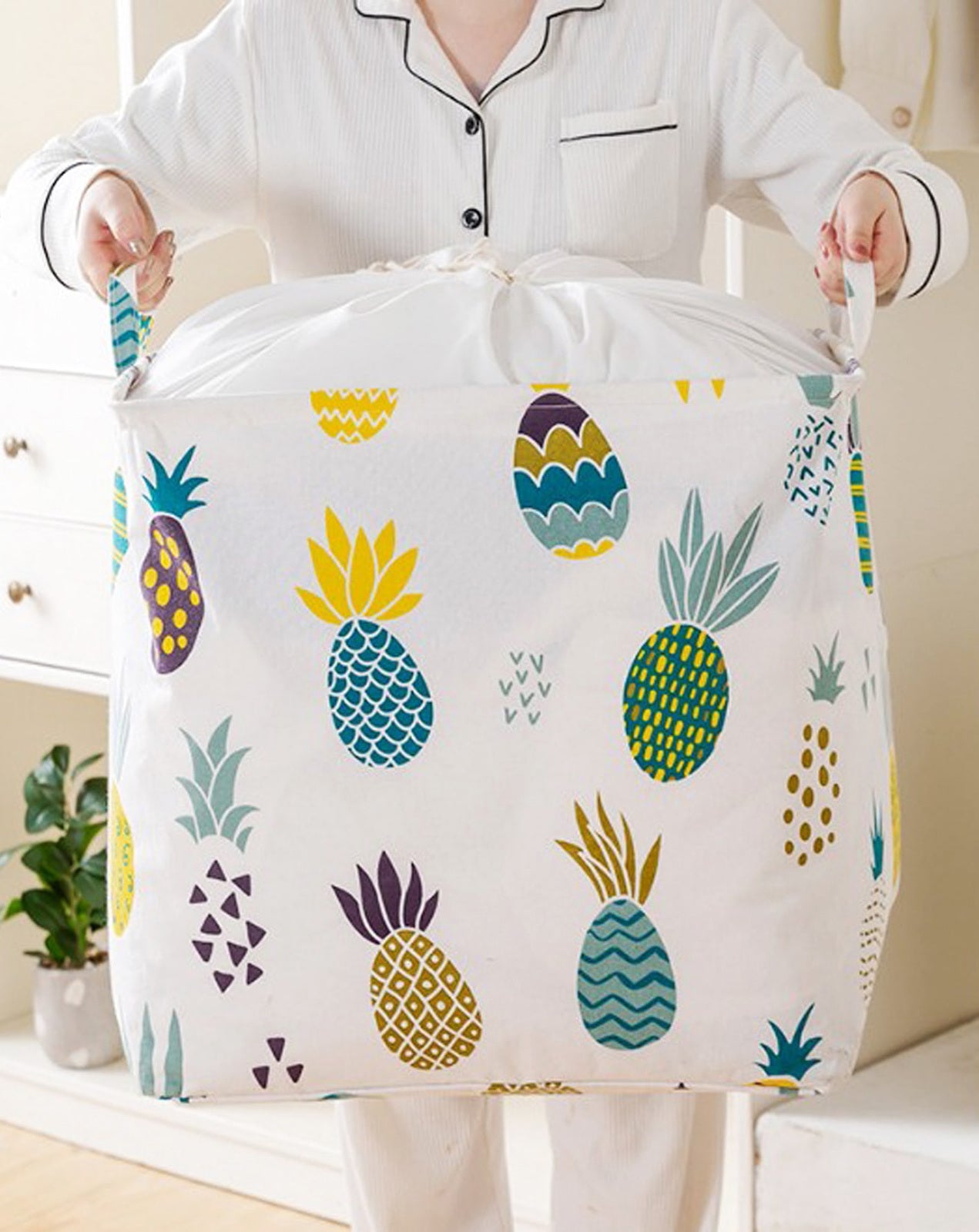 XL 100L Pineapple Laundry Basket Drawstring Storage bag - Dshop.com.au