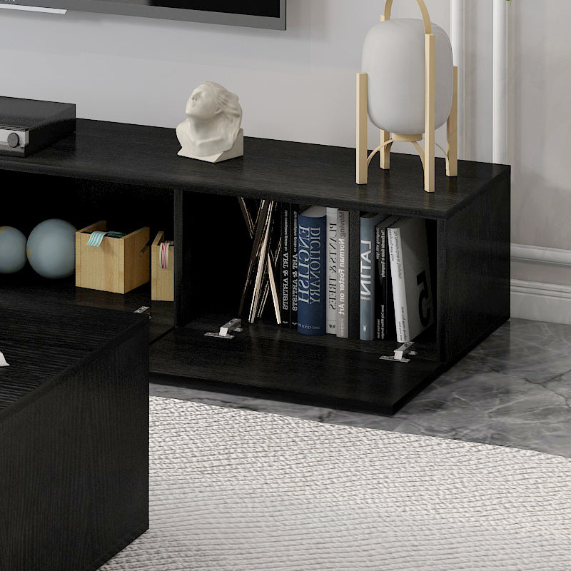 2-Piece Set Lusso Designer Wooden Coffee Table & 2.4m TV Cabinet (Black) - Dshop.com.au