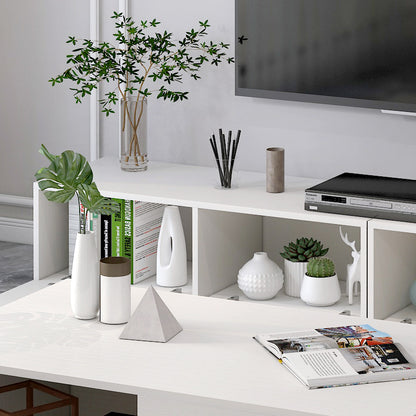 2-Piece Set Lusso Designer Wooden Coffee Table & 2.4m TV Cabinet (White) - Dshop.com.au