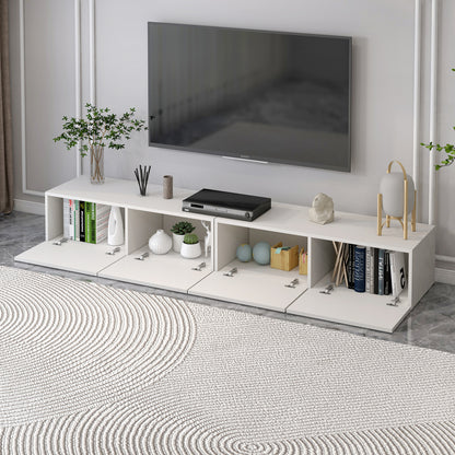 2-Piece Set Lusso Designer Wooden Coffee Table & 2.4m TV Cabinet (White) - Dshop.com.au