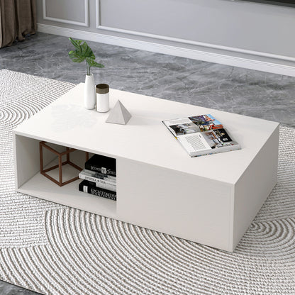 2-Piece Set Lusso Designer Wooden Coffee Table & 2m TV Cabinet (White) - Dshop.com.au