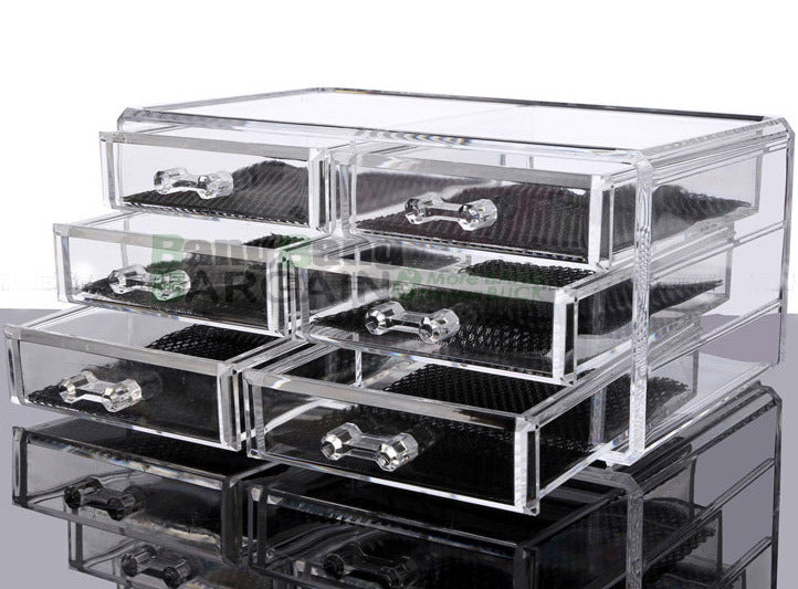 6-Drawer Crystal Clear Acrylic Cosmetic Makeup Display Organizer Jewellery Box - Dshop.com.au