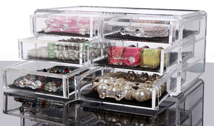 6-Drawer Crystal Clear Acrylic Cosmetic Makeup Display Organizer Jewellery Box - Dshop.com.au