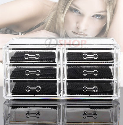 6-Drawer Crystal Clear Acrylic Cosmetic Makeup Display Organizer Jewellery Box - Dshop.com.au