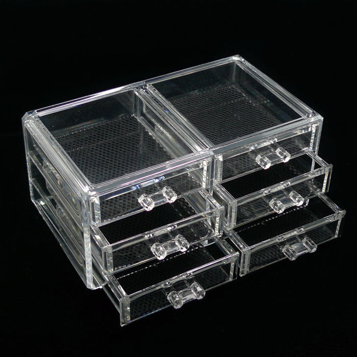 6-Drawer Crystal Clear Acrylic Cosmetic Makeup Display Organizer Jewellery Box - Dshop.com.au