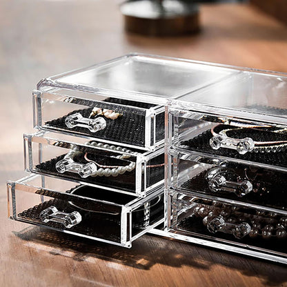 6-Drawer Crystal Clear Acrylic Cosmetic Makeup Display Organizer Jewellery Box - Dshop.com.au