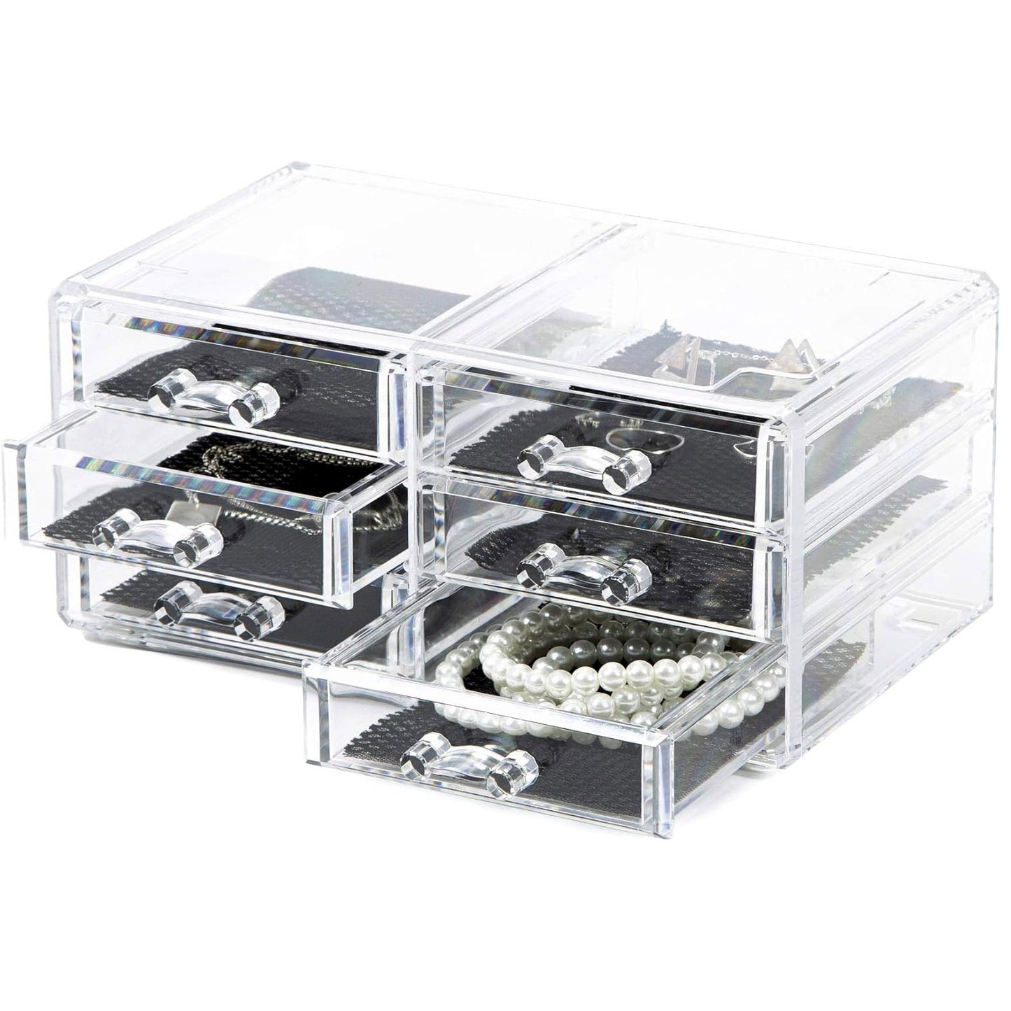 6-Drawer Crystal Clear Acrylic Cosmetic Makeup Display Organizer Jewellery Box - Dshop.com.au