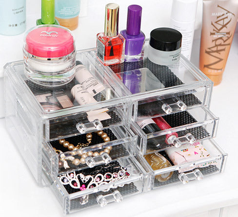 6-Drawer Crystal Clear Acrylic Cosmetic Makeup Display Organizer Jewellery Box - Dshop.com.au