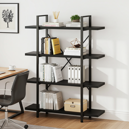 Envision 4-Tier Bookcase Storage Shelf Organizer (Black)