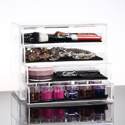 4 Large Drawers Crystal Clear Acrylic Cosmetic Makeup Display Organizer Storage Case - Dshop.com.au