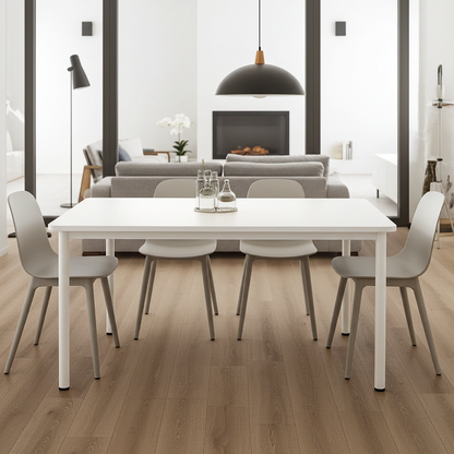Heritage Industrial White Wood & Metal Dining Table 120cm