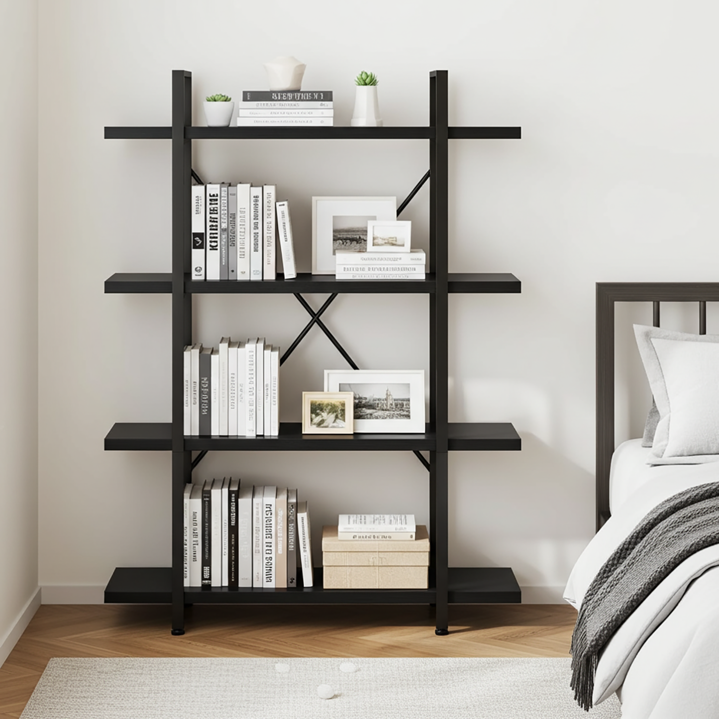 Envision 4-Tier Bookcase Storage Shelf Organizer (Black)