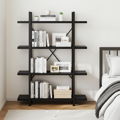Envision 4-Tier Bookcase Storage Shelf Organizer (Black)