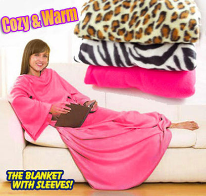 Sleeved Fleece Snuggle Blanket with Sleeves (Pink) - Dshop.com.au