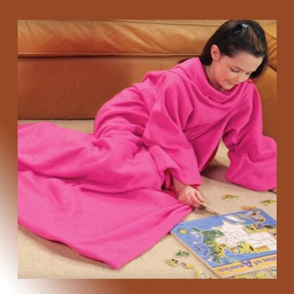 Sleeved Fleece Snuggle Blanket with Sleeves (Pink) - Dshop.com.au