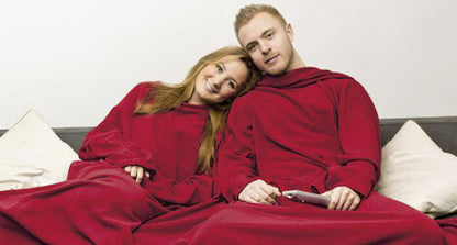 Sleeved Fleece Snuggle Blanket with Sleeves (Maroon) - Dshop.com.au