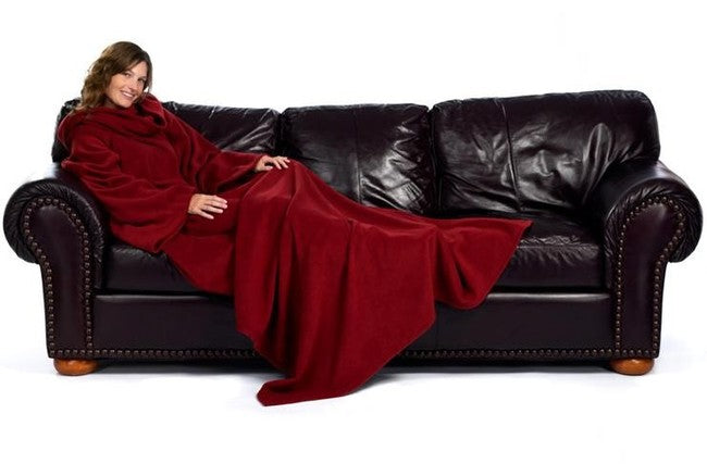 Sleeved Fleece Snuggle Blanket with Sleeves (Maroon) - Dshop.com.au