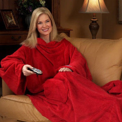 Sleeved Fleece Snuggle Blanket with Sleeves (Red) - Dshop.com.au