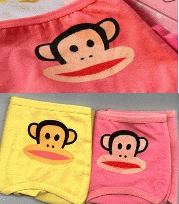 4 x Cute Monkey Print Cotton Briefs Underwear (Assorted Colours) - Dshop.com.au