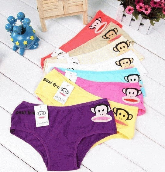 4 x Cute Monkey Print Cotton Briefs Underwear (Assorted Colours) - Dshop.com.au