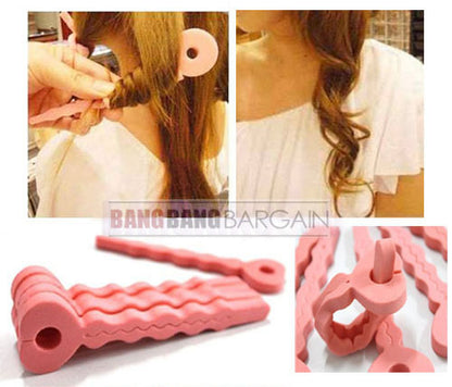 6 PCS Pink Sponge Soft Hair Curler Spiral Curls Roller DIY Salon Tool - Dshop.com.au