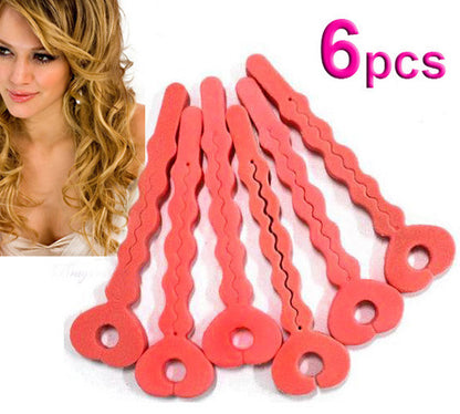 6 PCS Pink Sponge Soft Hair Curler Spiral Curls Roller DIY Salon Tool - Dshop.com.au