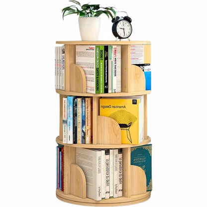 Sanctuary 360-degree Rotating 3 Tier Display Shelf Bookcase Organiser (Oak)