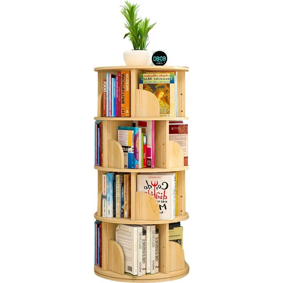 Sanctuary 360-degree Rotating 4 Tier Display Shelf Bookcase Organiser (Oak)