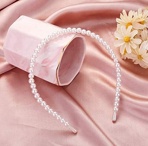 2 x Faux Pearl Beads Hairband Alice Tiara Hair Band - Dshop.com.au