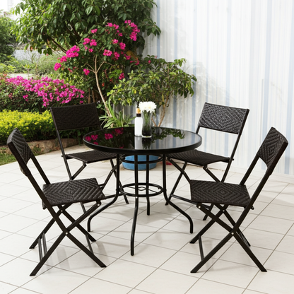 4 x Alfresco Rattan Wicker Folding Outdoor Chairs