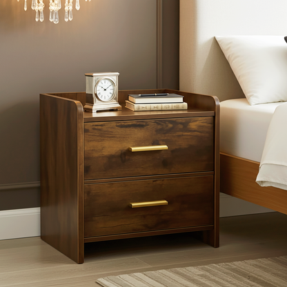 Serene 2-Drawer Bedside Table Nightstand (Rustic Wood)